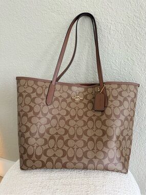 Coach Signature Canvas Tote in Brown and Tan